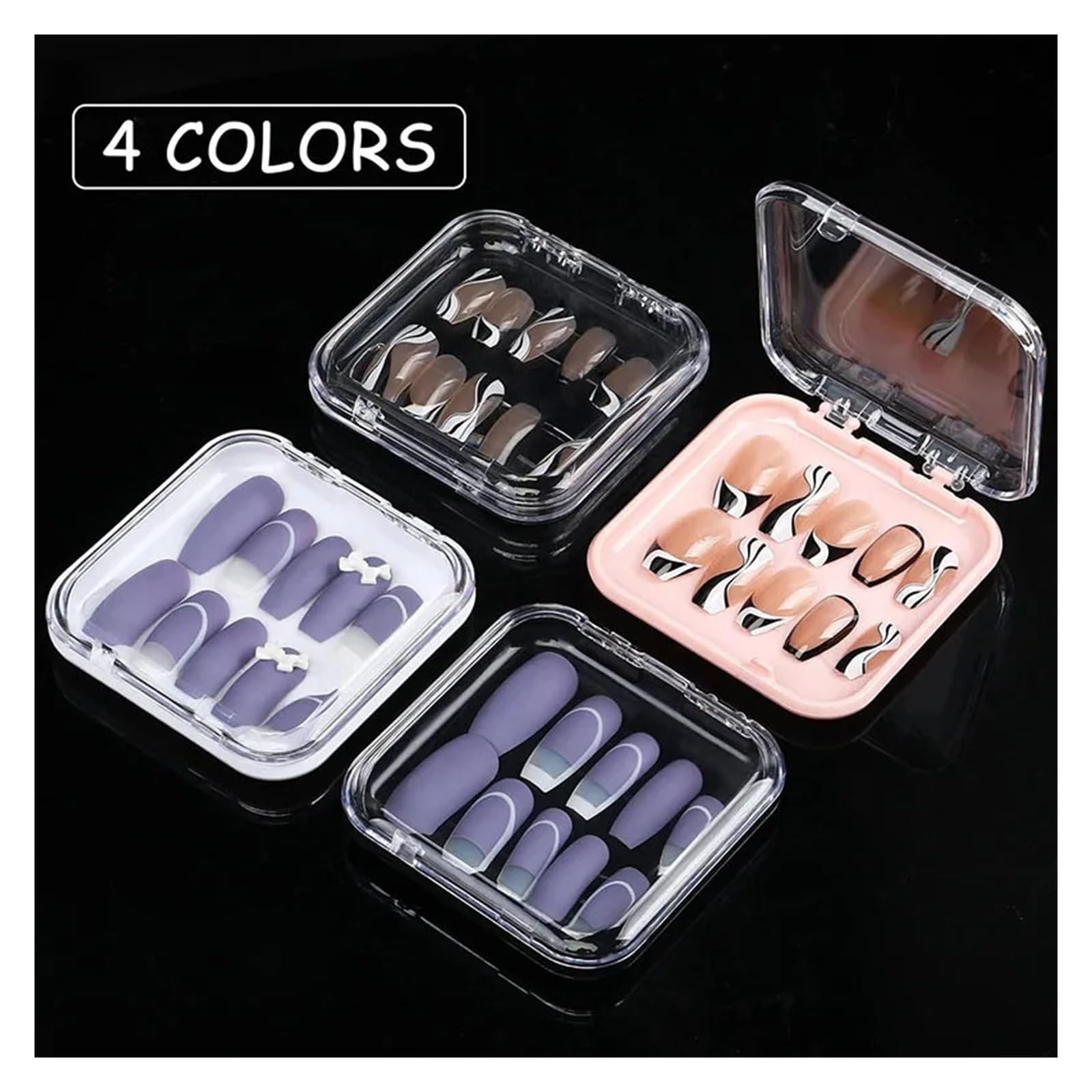 press on ständer 20 Stück Press-on-Nagel-Verpackungsboxen mit doppelseitigem Klebeband, Acryl-Press-on-Nagel-Aufbewahrungsbox in 4 Farben for Nägel(COLOR1)