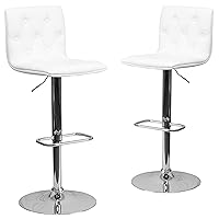 Flash Furniture Sammie - Set di 2 sgabelli da Bar in Vinile Bianco Trapuntato
