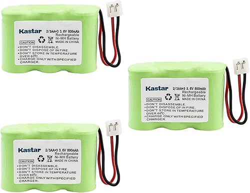 Kastar Paquete de 3 baterías recargables Ni-MH compatibles con Vtech IA5870 IA5882 GZ2334 GZ2434 GZ2436 GZ2437 GZ2439 GZ2456 GZ2459, AT&T 2422
