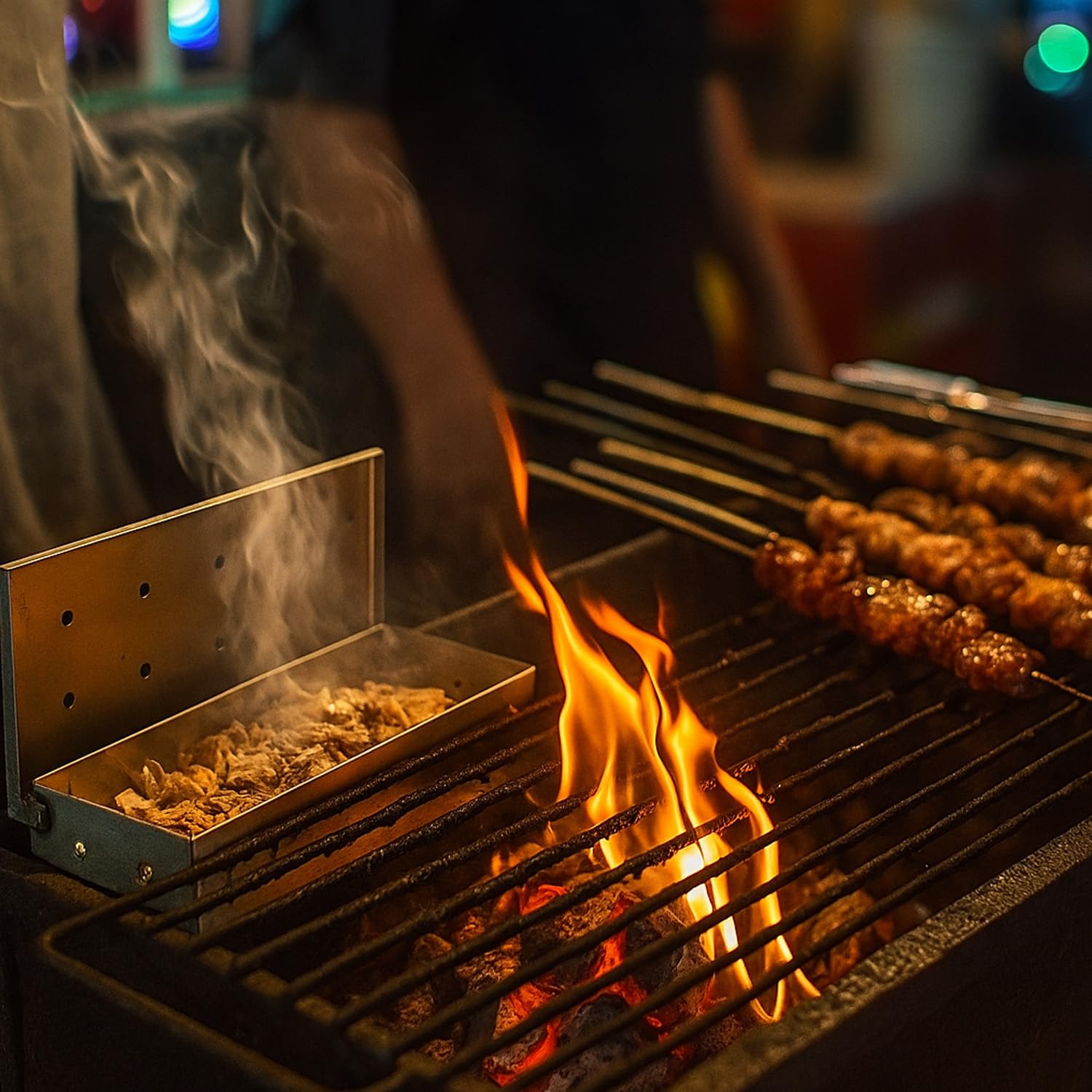 Scatola per affumicare, scatola per affumicare in acciaio inox per barbecue, scatola per affumicare alimenti, scatola per affumicare per barbecue a gas, per affumicatori, barbecue a carbone e a gas