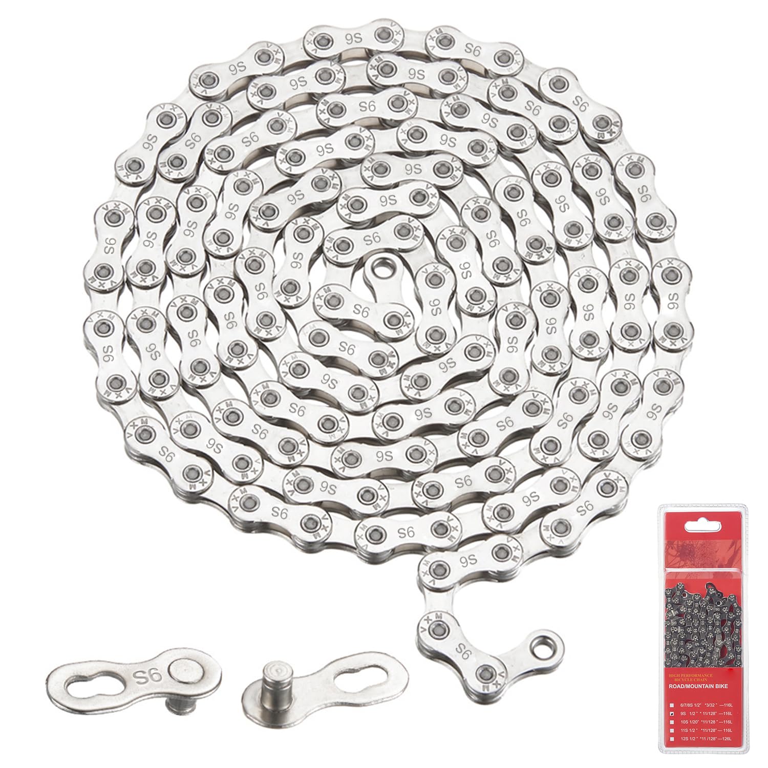 9-Speed Bike Chain, 116 Links Compatible with MTB and Road Bikes — image 1