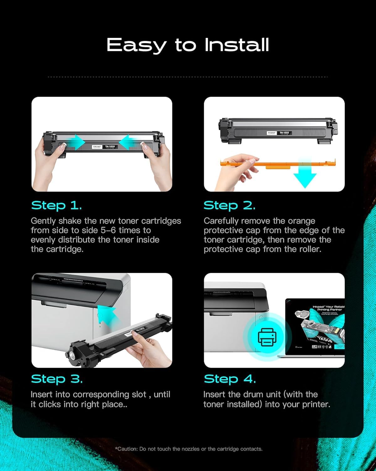 iNKPAD TN1050 TN-1050 Cartucce Toner Compatibili per Stampanti Brother DCP-1612W MFC-1910W HL-1110 HL-1212W DCP-1610W HL-1210W DCP-1512 HL-1112 MFC-1810 DCP-1510 (4 Nero)
