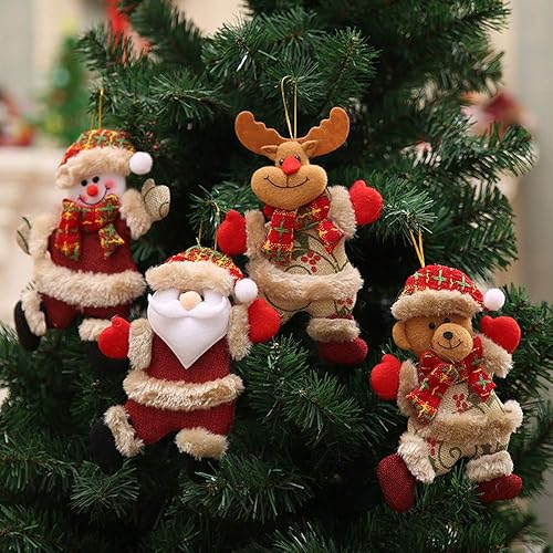 8 adornos de Navidad de felpa para árbol de Navidad, decoraciones de Navidad, lindos colgantes de felpa, adornos colgantes para árbol de Navidad, disponible en Yaxa Peru