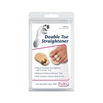Pedifix Double-Toe Straightener Gentle Toe Alignment Support for Hammer Toes, Crooked or Overlapping Toes One Size Fits Most