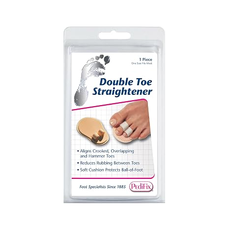 Pedifix Double-Toe Straightener Gentle Toe Alignment Support for Hammer Toes, Crooked or Overlapping Toes One Size Fits Most