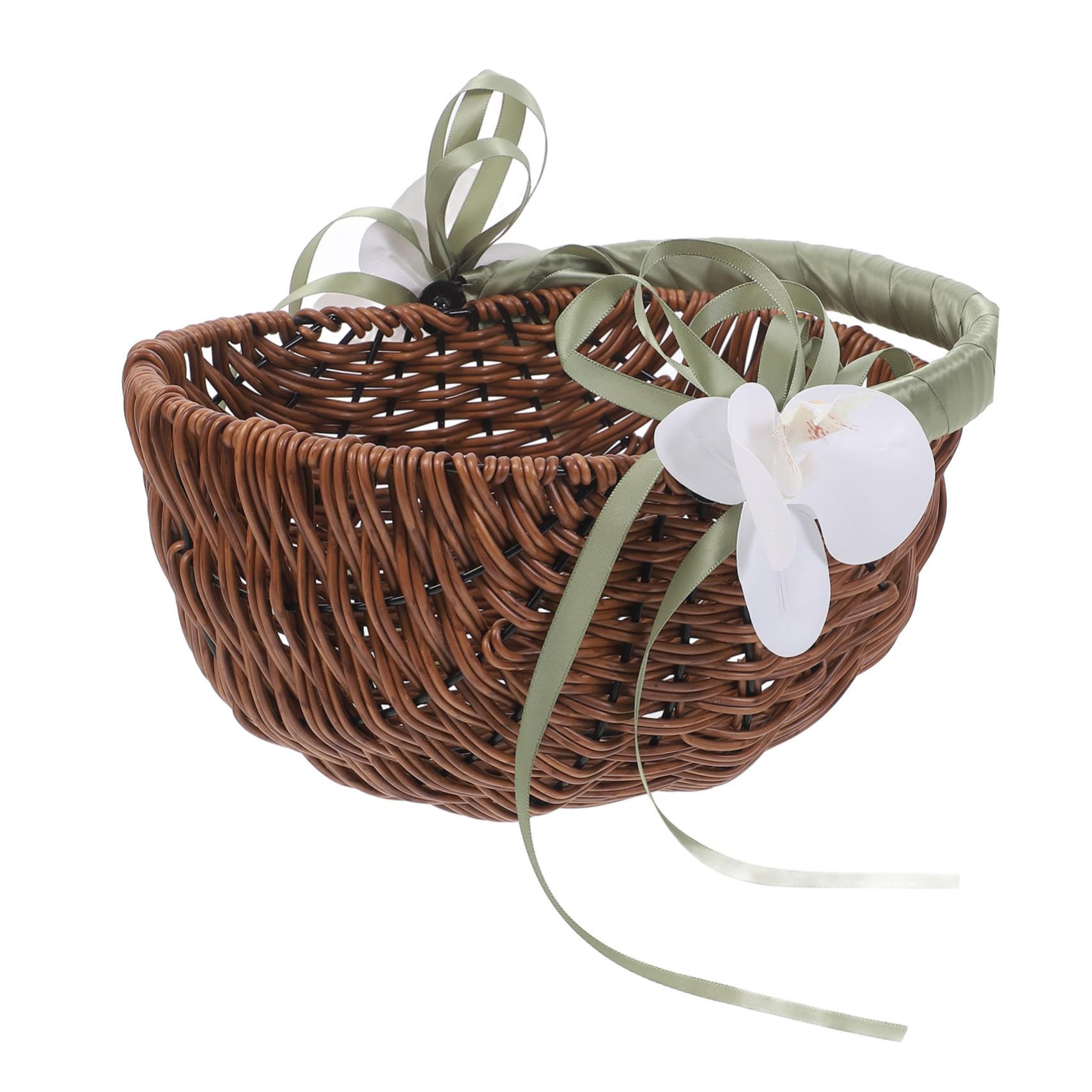 Praktischer Hochzeitsblumenkorb aus Kunststoff und Rattan Verschleißfest mit Henkel Romantischer Brautkorb für Shower und Hochzeit Geeignet