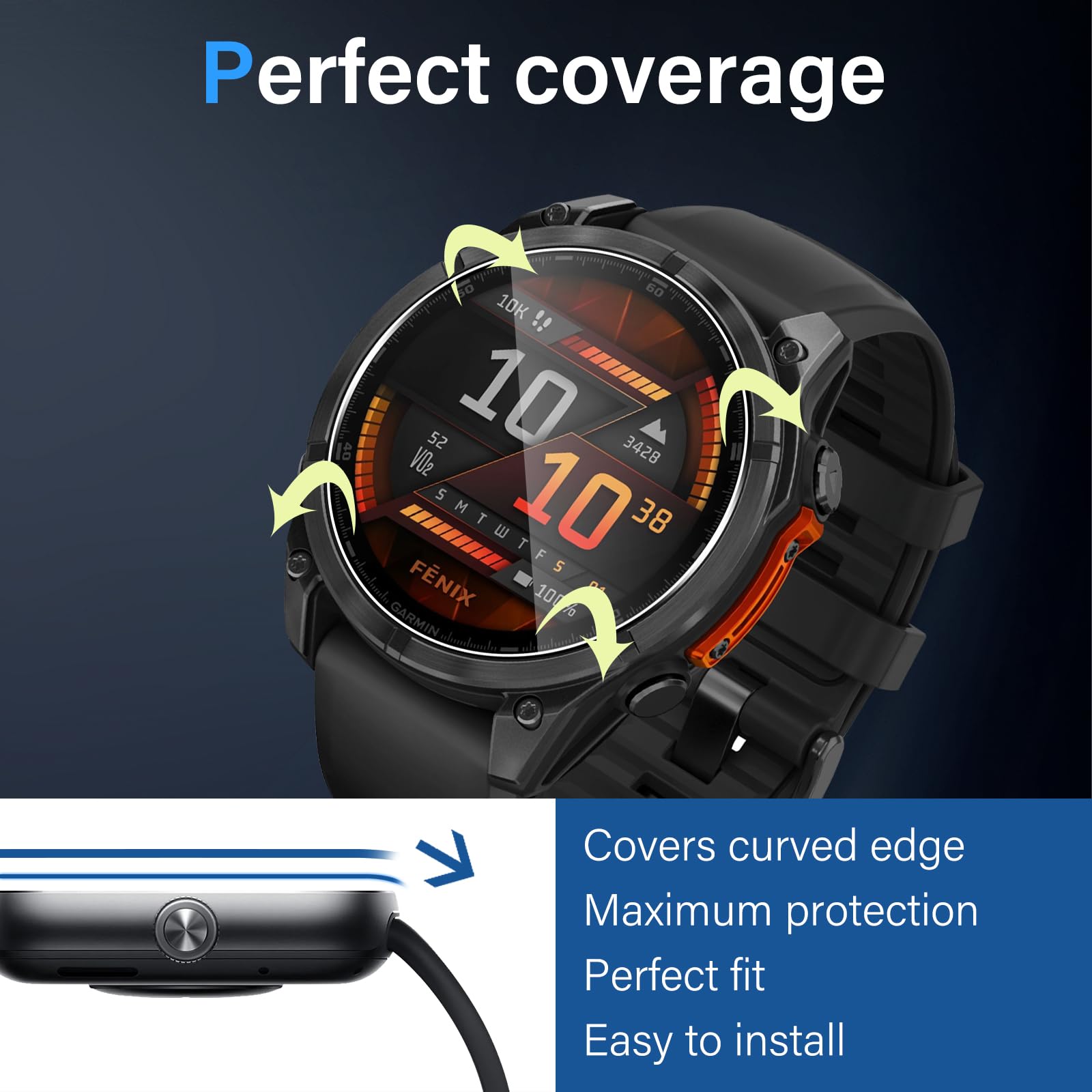 Verre Trempé Pour Garmin Fenix 8 47mm/Fenix 7X Pro/Epix