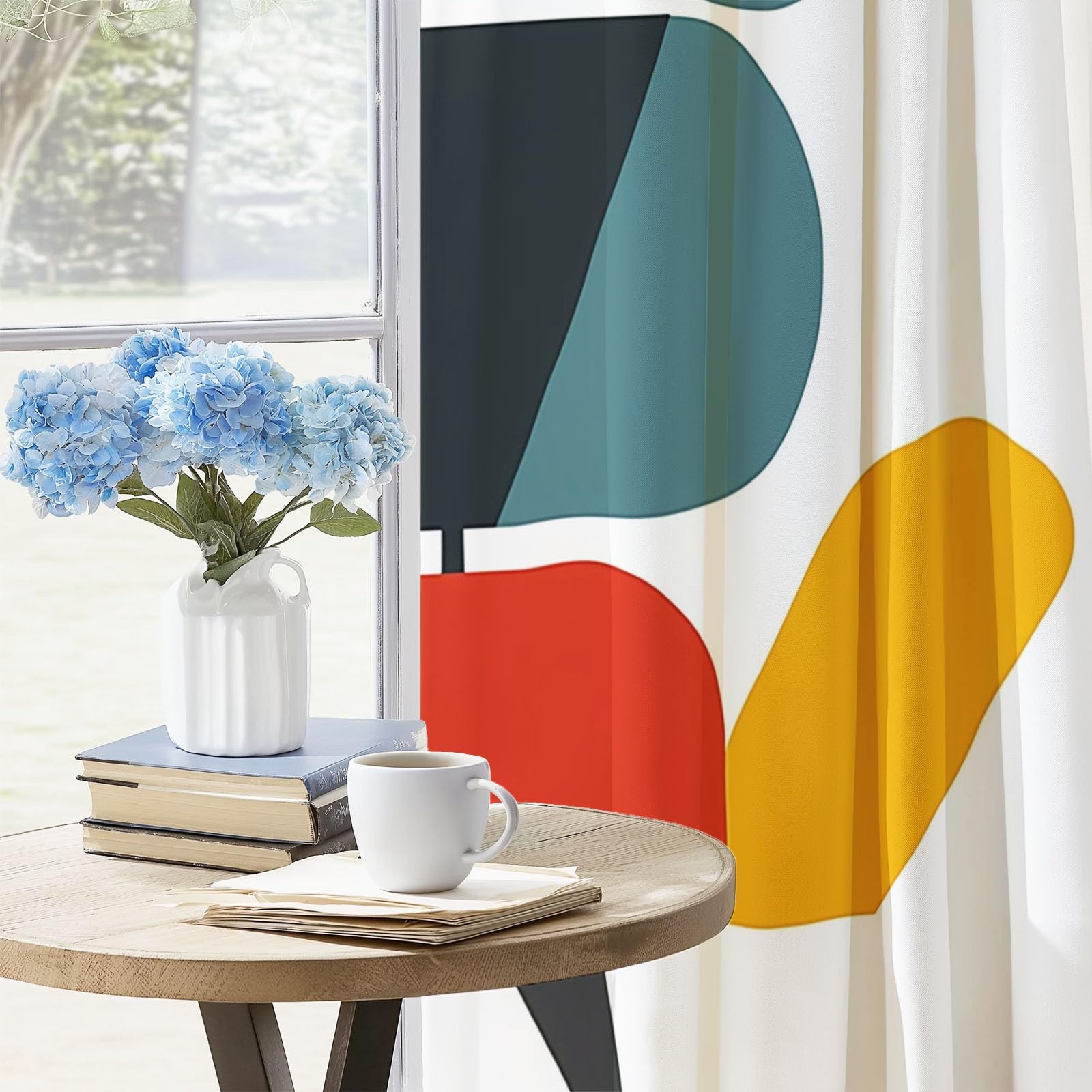 Rideaux Occultants Isolants Anti-Froid 91.5L X 160H cm (2 Panneaux), Design Géométrie Rétro, Tenture à Œillets Opaque pour Salon et Chambre, Coloré