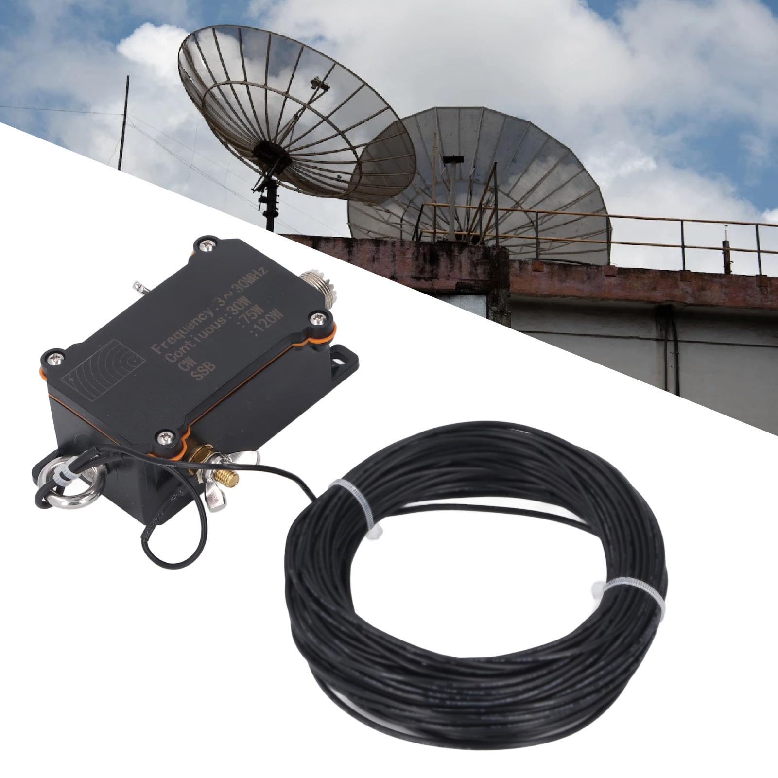 Antena portátil de alimentación de extremo HF, antena de radio alimentada de extremo corto Balun 1:49, antena de radio alimentada de extremo de interfaz estándar compacta de 3-30 MHz, antena de radio