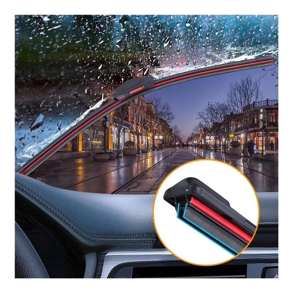parabrezza Tergicristallo Spazzole tergicristallo universali per auto senza telaio senza staffa morbida doppia striscia di gomma per parabrezza accessori per tergicristalli