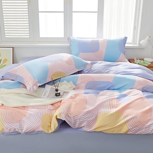 Miniatura 2 de Juego de funda de edredón de 3 piezas con estampado de burbujas naranjas, 100% algodón, tamaño Queen, 1 funda de edredón y 2 fundas de almohada con