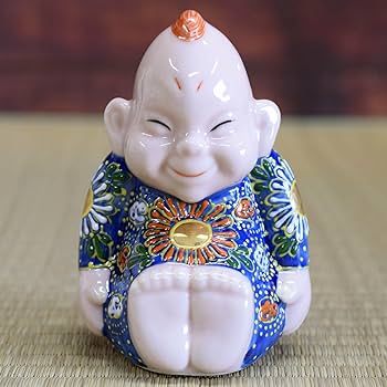 Amazon.co.jp: 開運 置物 九谷焼 ビリケン 青盛 陶器 縁起物 風水