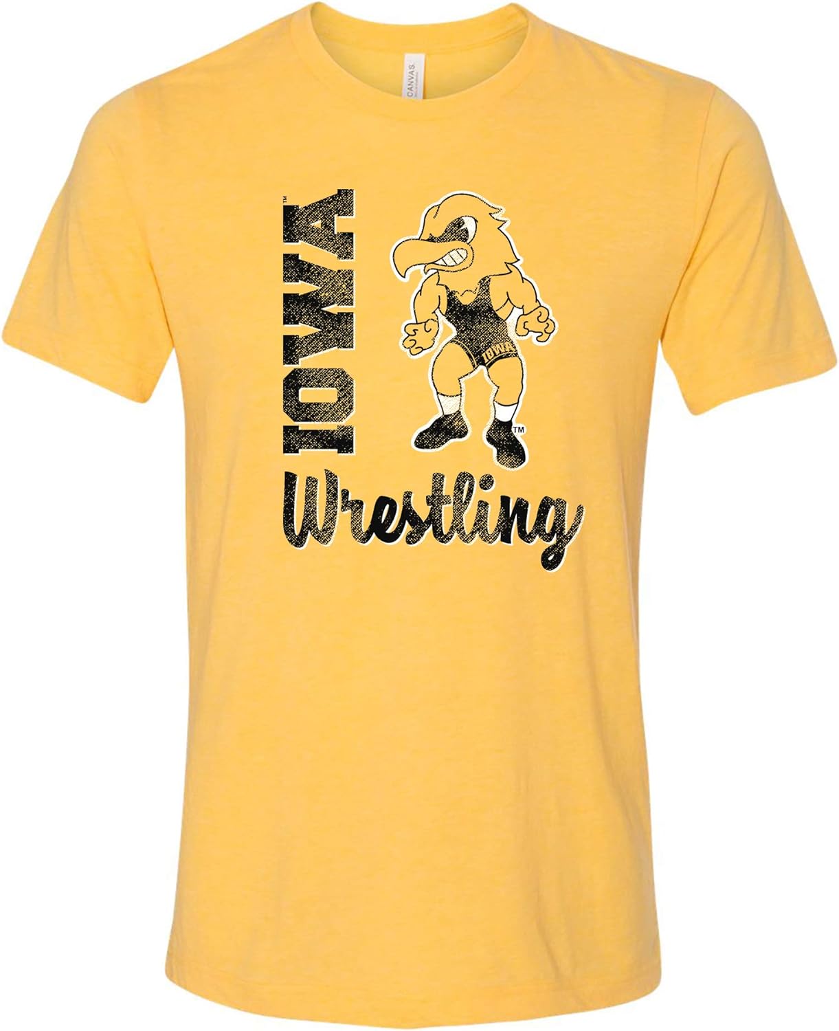 Iowa Hawkeyes Wrestling Herky Script Canvas, Team Color Triblend T Shirt, College, University