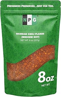 NPG Authentic Sichuan Chili Flakes 8 Ounces, Medium Hot, Szechuan Crushed Red Pepper Flakes Bulk, Essential Spice Seasoning for Making Kimchi, Chili Oil, Stir-fry, Pizza, Salads, and Tacos