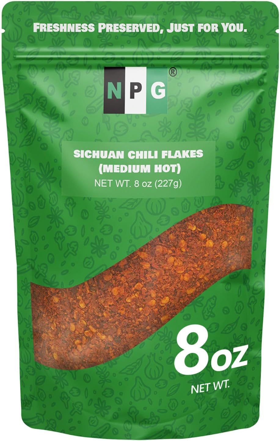 NPG Authentic Sichuan Chili Flakes 8 Ounces, Medium Hot, Szechuan Crushed Red Pepper Flakes Bulk, Essential Spice Seasoning for Making Kimchi, Chili Oil, Stir-fry, Pizza, Salads, and Tacos