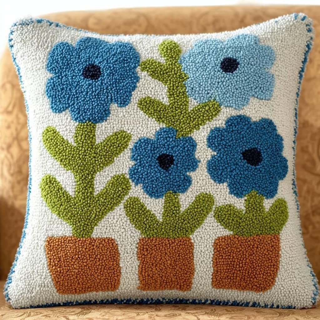 WallustrioaW Latch Hook Kit Cushion Latch Hook Kit Sunflower DIY Pillow Materials Package 43Cmx43Cm DIY Hooks Knitted Embroidered Carpet Pillow Embroidery