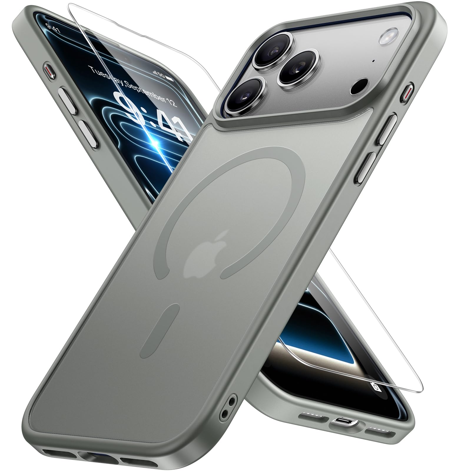 Miracase for iPhone 17 Pro Max Case with MagSafe [with 9H+Screen Protector] Military-Grade Protection Shockproof Scratch-Resistant with Velvet Touch for iPhone 17 Pro Max Cover 6.9", Matte-Deep-Blue — view 55