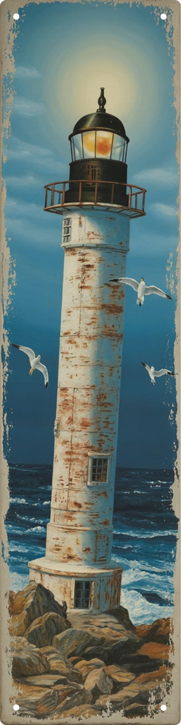 Wsupbpr Lighthouse Seagull Metal Sign 4X16in Coastal Plaque For Beach House Wall Decor Nautical Gift