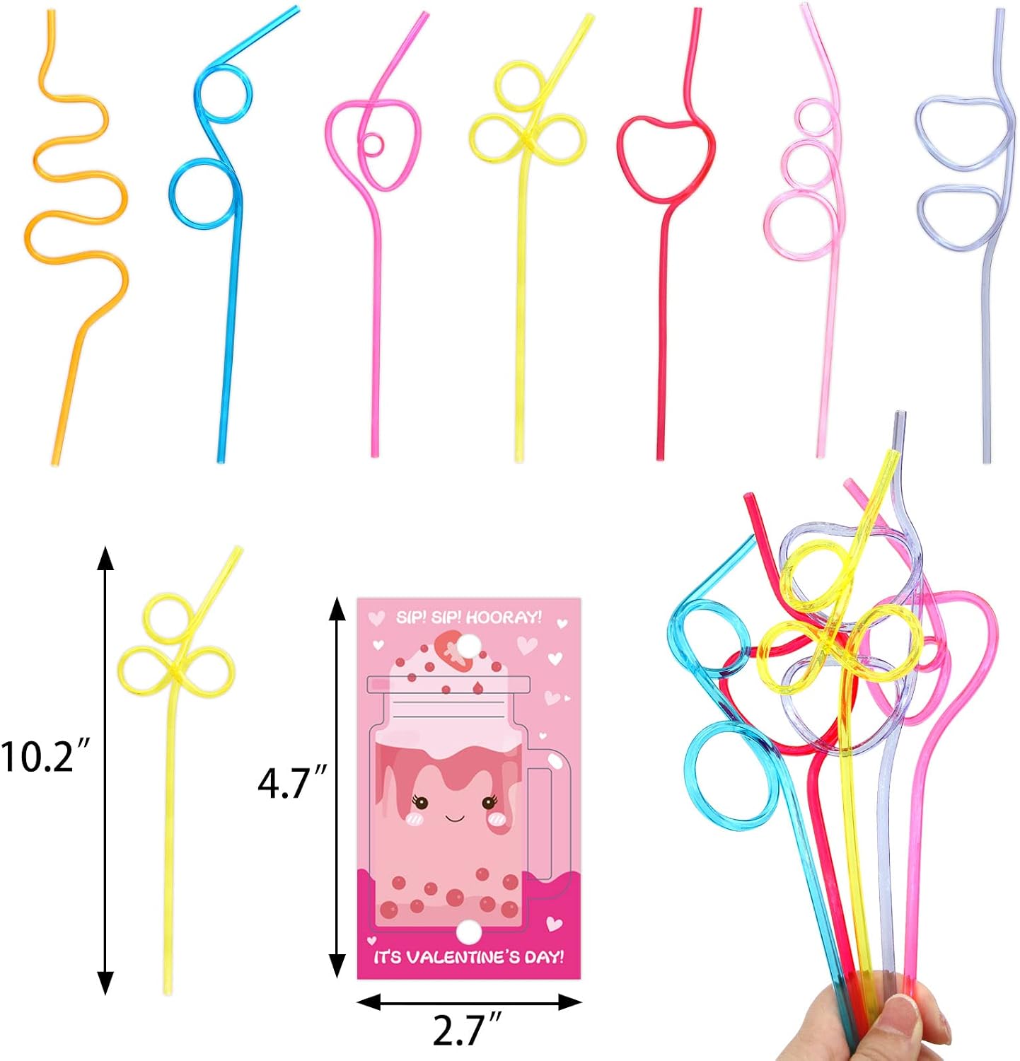 Fancy Land Valentines from Teacher Valentines Cards Silly Straws Kids 28Pcs image 5
