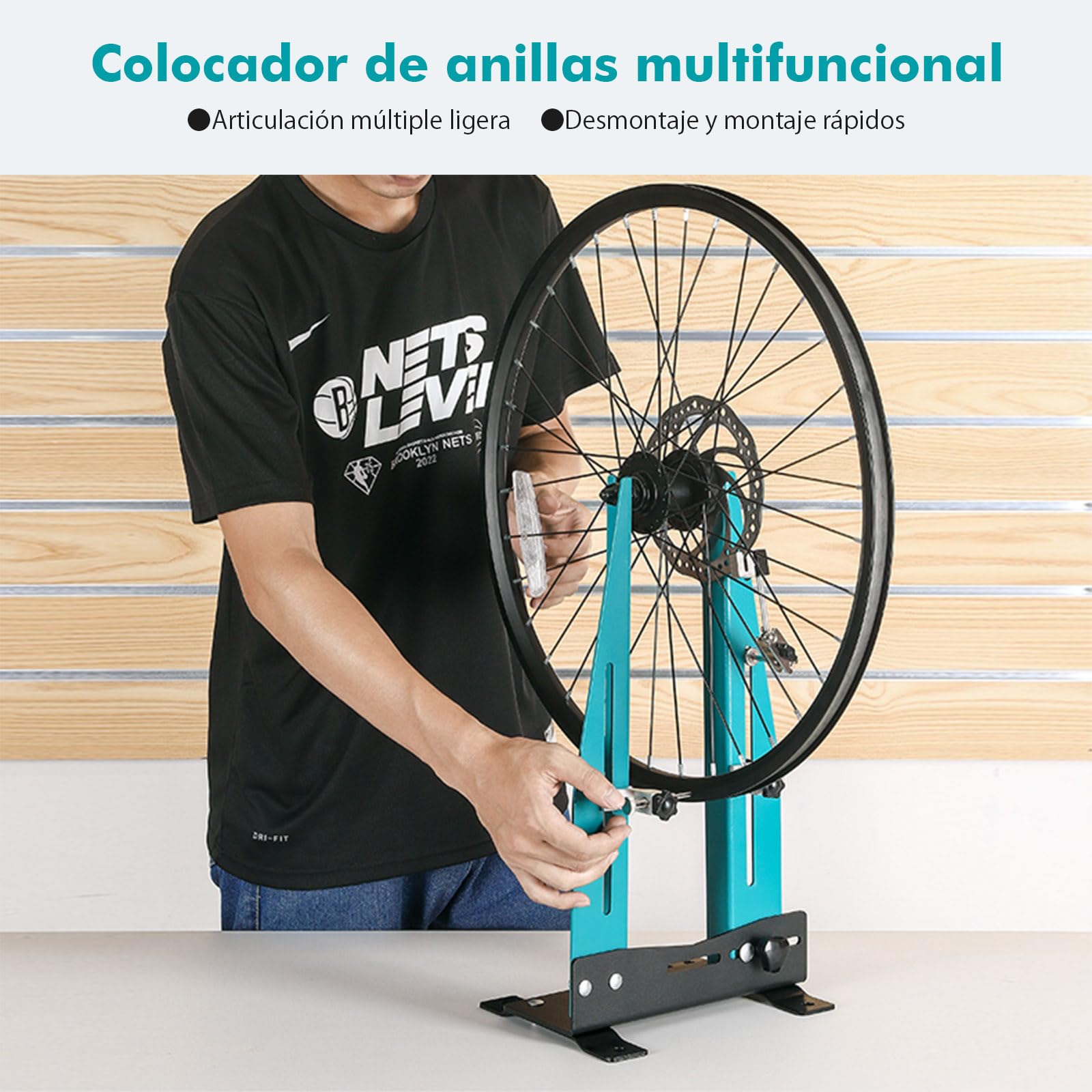 Mimoke Centro de bicicleta para ruedas de 16 a 29 pulgadas con barra adaptadora de eje continua. Adecuado para alineación de llantas y anchos de rueda de 90-150 mm