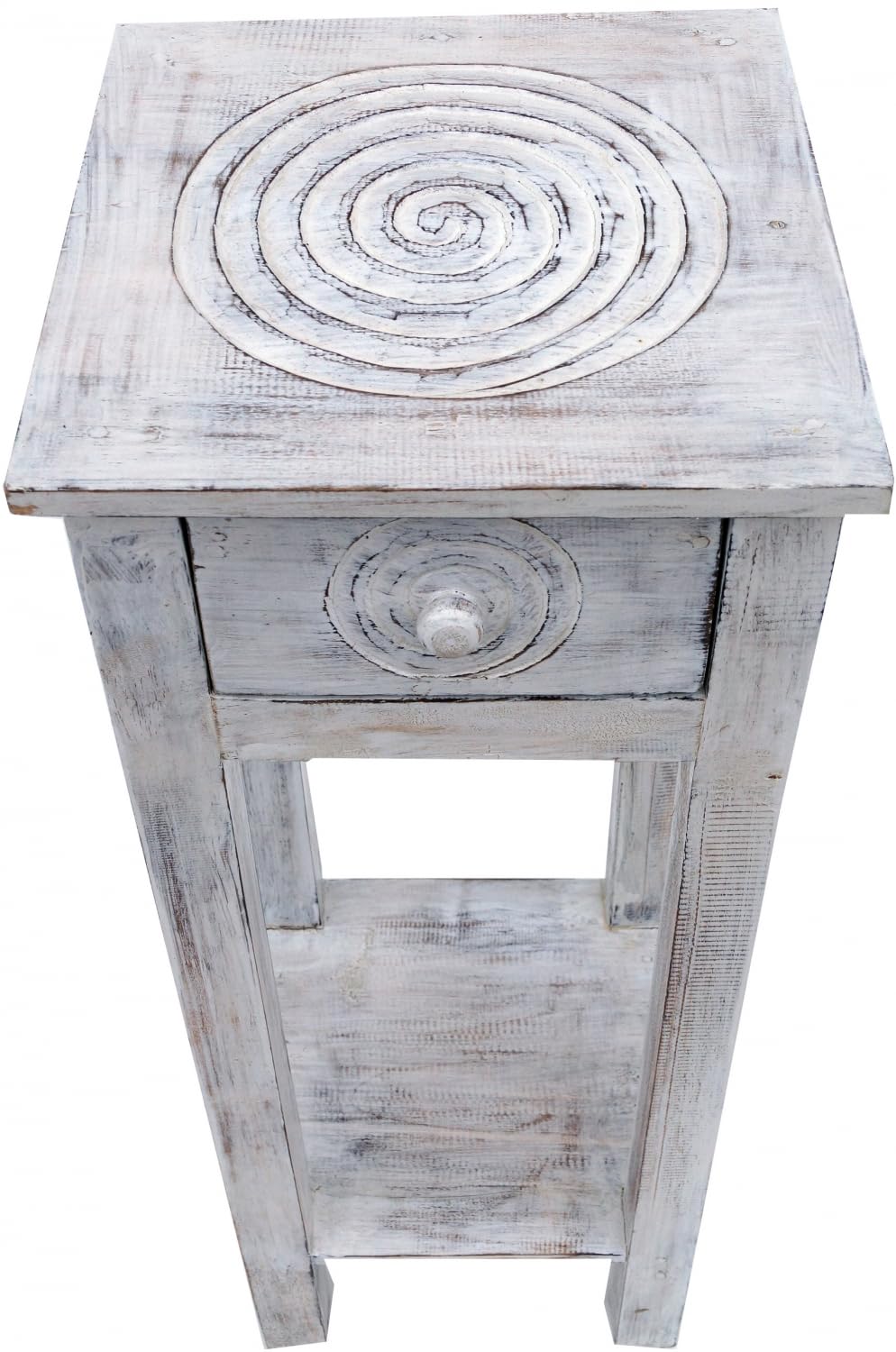 GURU SHOP Telefontisch, Flurtisch - Spirale Weiß, 80x37x37 cm