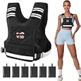 VBSD Adjustable Weighted Vest for Women Men 4-10lb/11-20lb/20-32lb Vest with 6 Ironsand Weights Body Weight Vest with Reflective Strip for Running Walking Strength Training Workouts