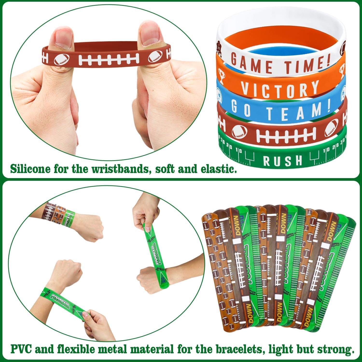 40 Pieces Football Party Favors, Silicone Wristbands and Rubber Bracelets for Game Day, Teens Birthday, Theme Party, Team Awards Presents - Image 3