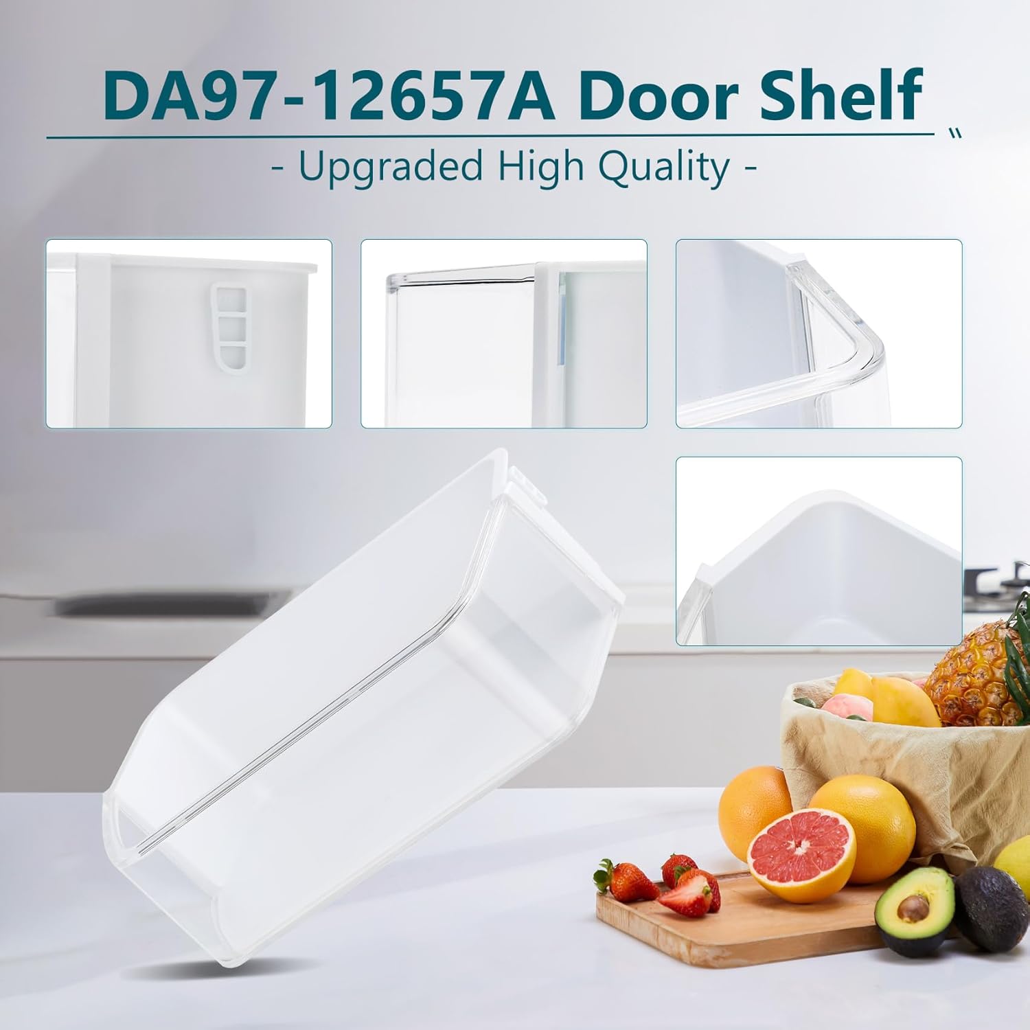 DA97-12657A Refrigerator Replacement Shelves(Left)for Samsung Frigidaire Door Shelf Replacement,Fridge Door Shelf Replacement Parts RF260BEAESR,RF261BEAESR,RF262BEAESR,PS4176661,AP5621270(2 Pack)