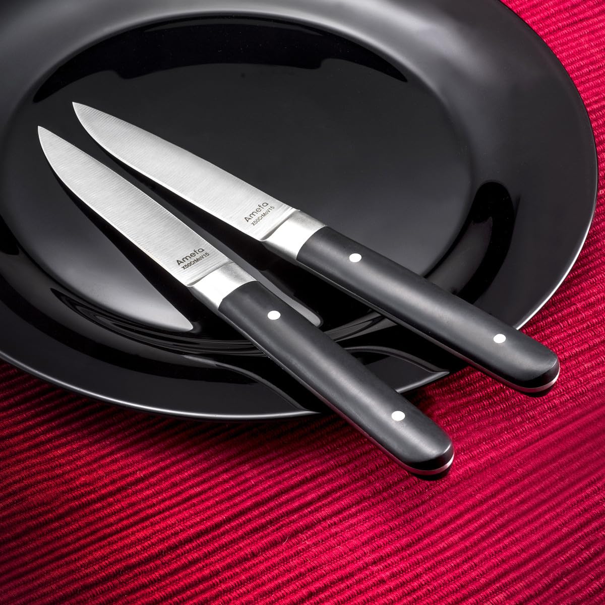 Amefa Set de 12 Cuchillos Chuleteros Inox Fusion de Acero Inox 22x1,8x1,2cm | Acero, Acero Inox, forma rectangular, acabado brillo, 22x1,8x1,2cm