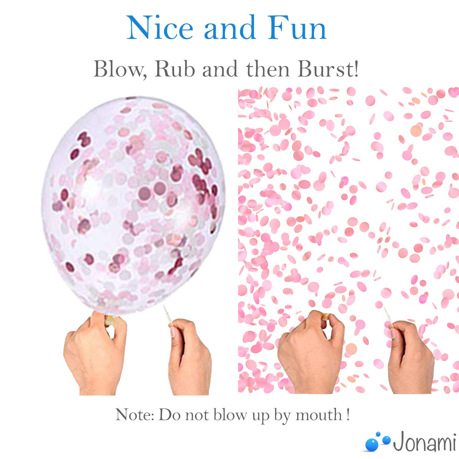 Set 60 Palloncini - Rosa, Bianco E Coriandoli, Lattice Naturale, Per Compleanni E Feste - Foto 11