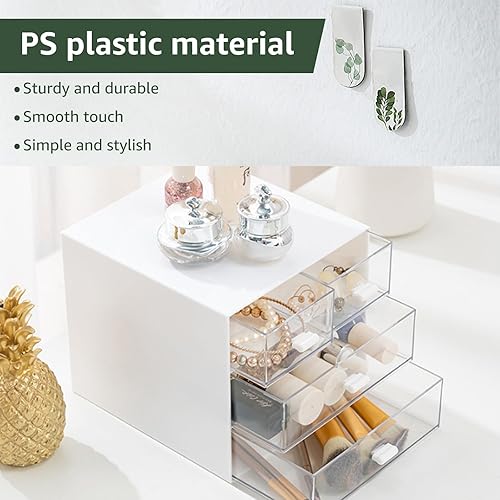 Miniatura 3 de LANIAKEA Organizador pequeño con cajones, organizador de escritorio apilable, cajones de almacenamiento de plástico para oficina, tocador, encimera