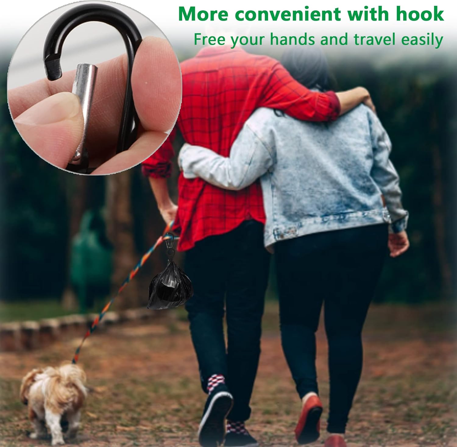 Pack of 4 Dog Leads Poop Bag Holder with 4 Hooks, Handy and Easy