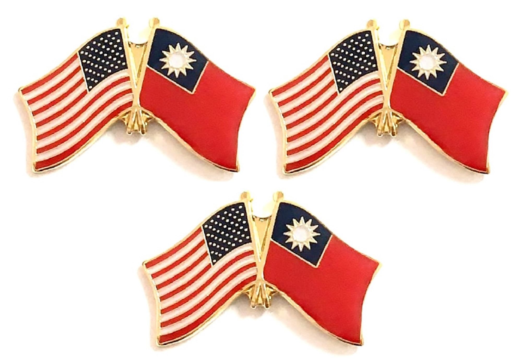 3 National Country Flag USA Friendship Flag Lapel Pins Pack of 3 International & American Double Flag Pin Badge