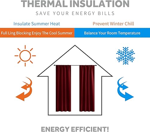 Miniatura 5 de RYB HOME - Cortinas blackout con aislamiento térmico, cortinas de privacidad para dormitorio, sala de estar, comedor, armario, 42 x 45 pulgadas