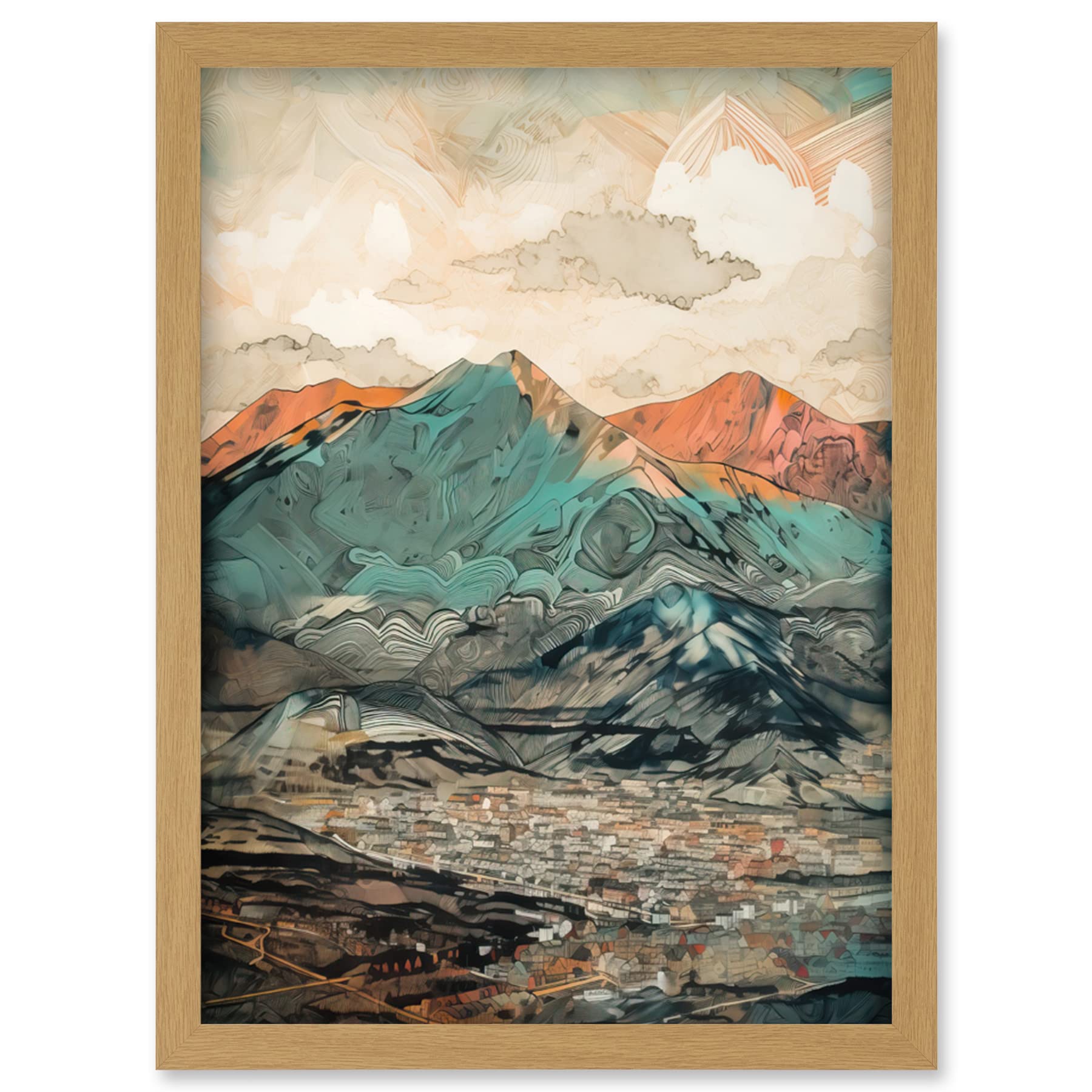 Artery8 Sunrise in Lienz Austria City Under Mountain Range Artwork Framed Wall Art Print A4
