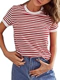 Women's Casual Striped Crew Neck Short Sleeve T Shirts Tee Tops