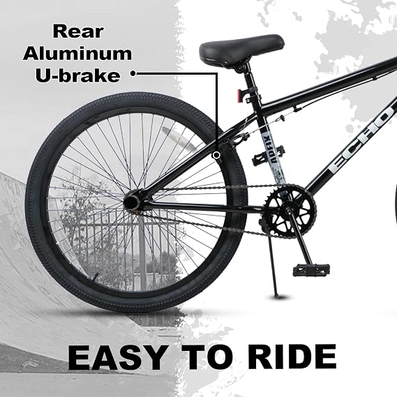 cubsala Echo 20 24 Inch Beginner BMX Bike for Boys Girls | High Tensile Steel Frame, Rear U-Brake, 4 Pegs, 85% Pre-Assembled, Unisex BMX Bicycle for Outdoor Riding