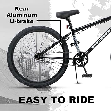 cubsala Echo 20 24 Inch Beginner BMX Bike for Boys Girls | High Tensile Steel Frame, Rear U-Brake, 4 Pegs, 85% Pre-Assembled, Unisex BMX Bicycle for Outdoor Riding