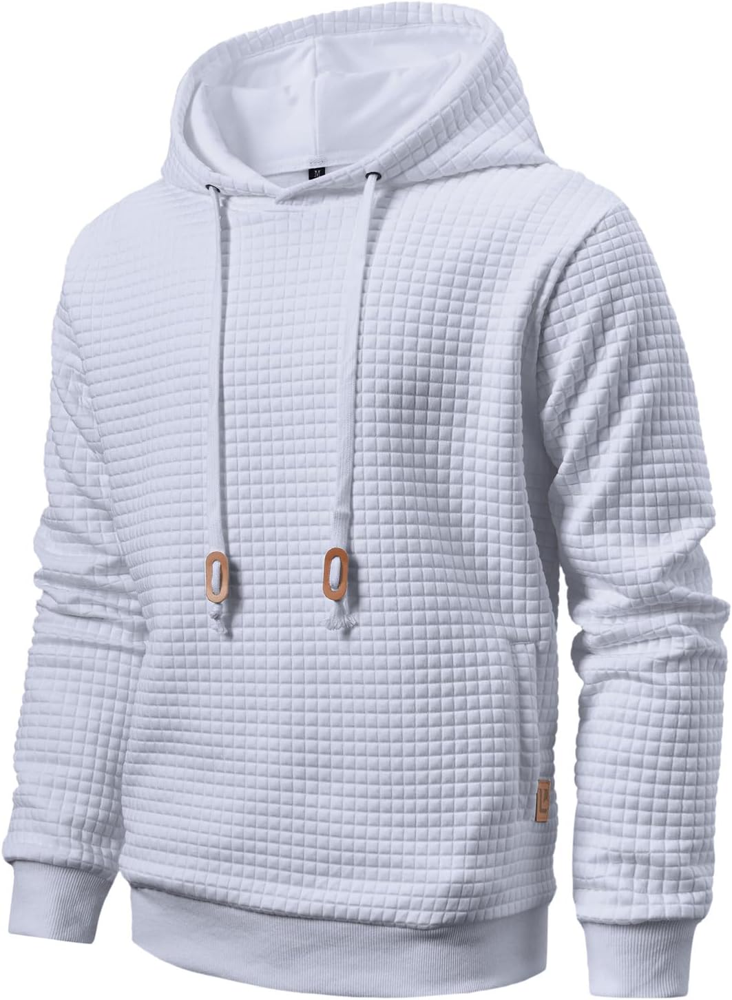 Men’s Sweatshirts Long Sleeve Pullover Patchwork Plaid Jacquard Hoodie Casual Drawstring Hoody Top