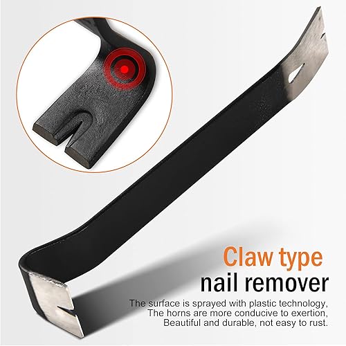 Miniatura 4 de KSEIBI 285150 Hand Wonder Crow - Herramienta de barra de acero para tirador de uñas, tapa de pintura, barra de palanca plana pequeña de 15 pulgadas