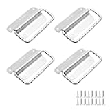 4 Pcs Chest Handles, 3 Inch Pull Handles with Screws, Stainless Steel Foldable Pull Ring Handle for Toolbox, Heavy Duty Surface Mount Case Handle, Silver
