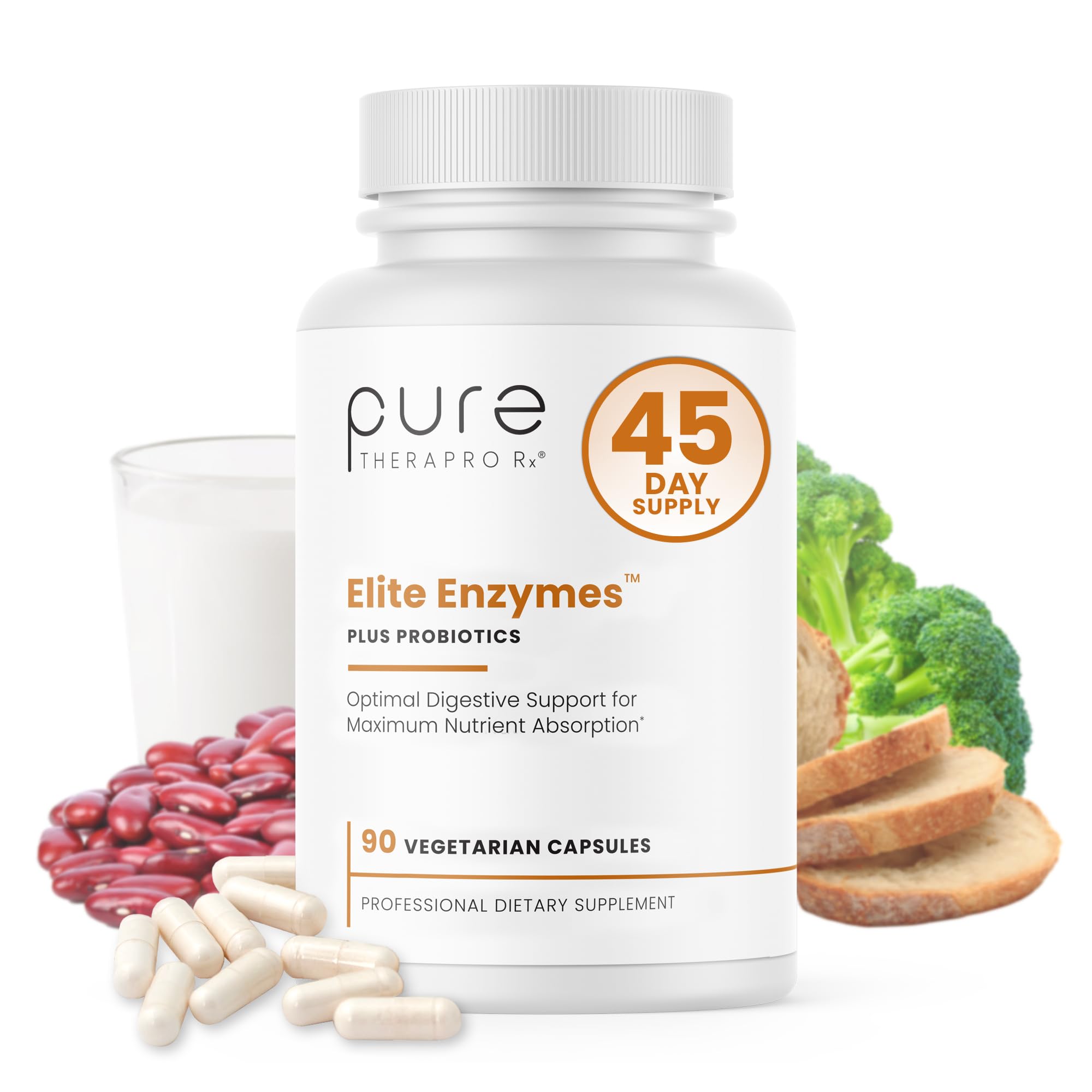 Elite Enzymes Extra Strength Digestive Enzymes Supplement for Women & Men, 90 Vegan Capsules