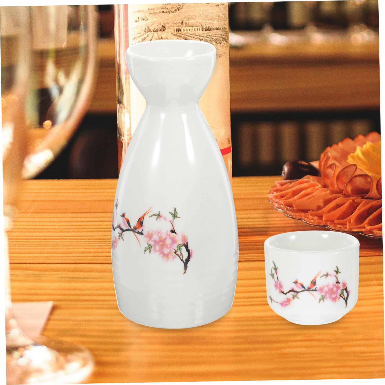 Set da Sake Giapponese in Ceramica 7 Pezzi Caraffa 250ml e 6 Tazzine da 30ml, Design Classico Retro per Intrattenere Famiglia e Ospiti a Casa