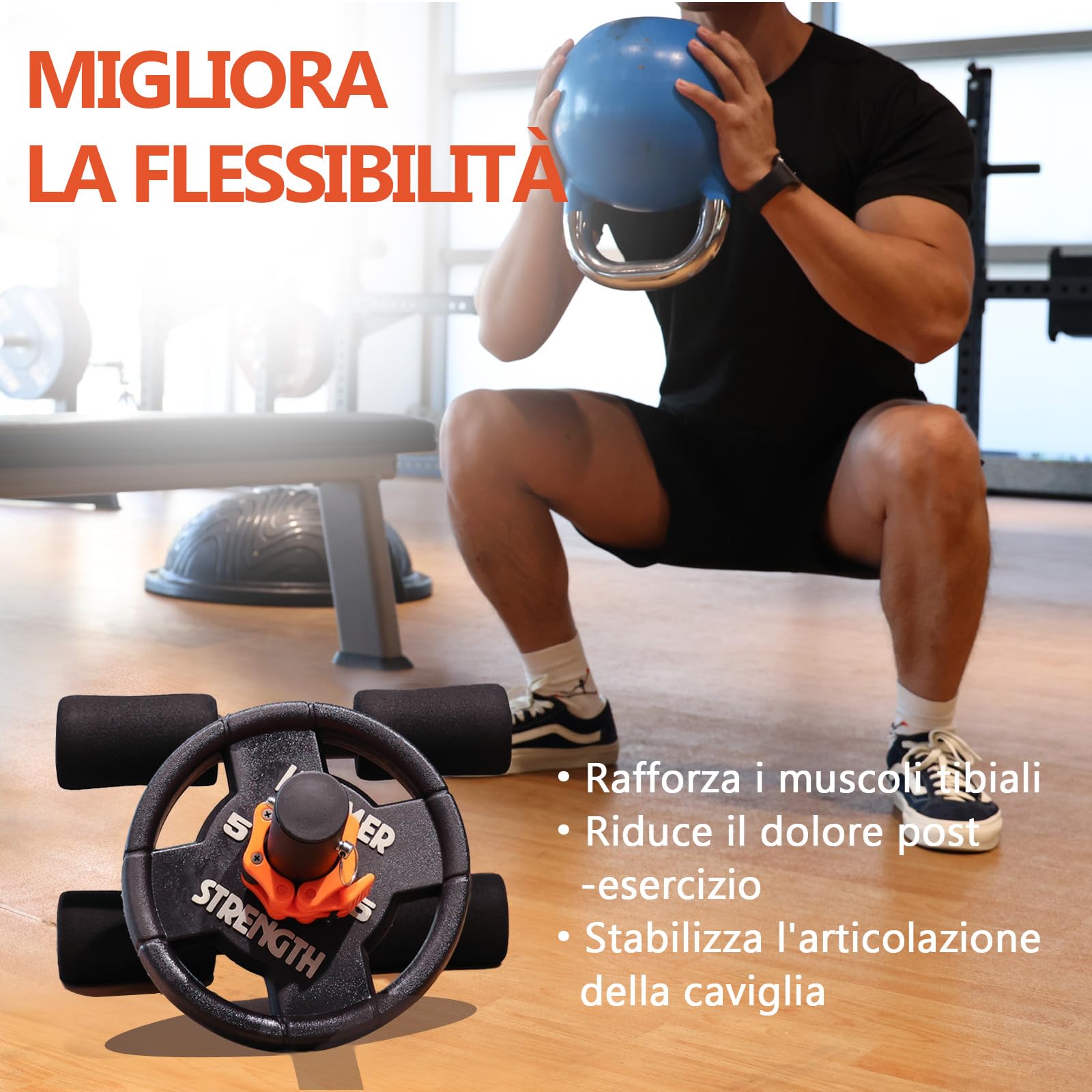 'Fitarc Tib Bar, Tibialis Trainer, Tibia Dorsi Vitello Sollevatore Macchina, Ginocchia Sopra Dita Attrezzatura per Rafforzare Vitelli/Stinchi/Caviglie, Adatto a 1 '' o 2 '' Olympic Weight Plates'