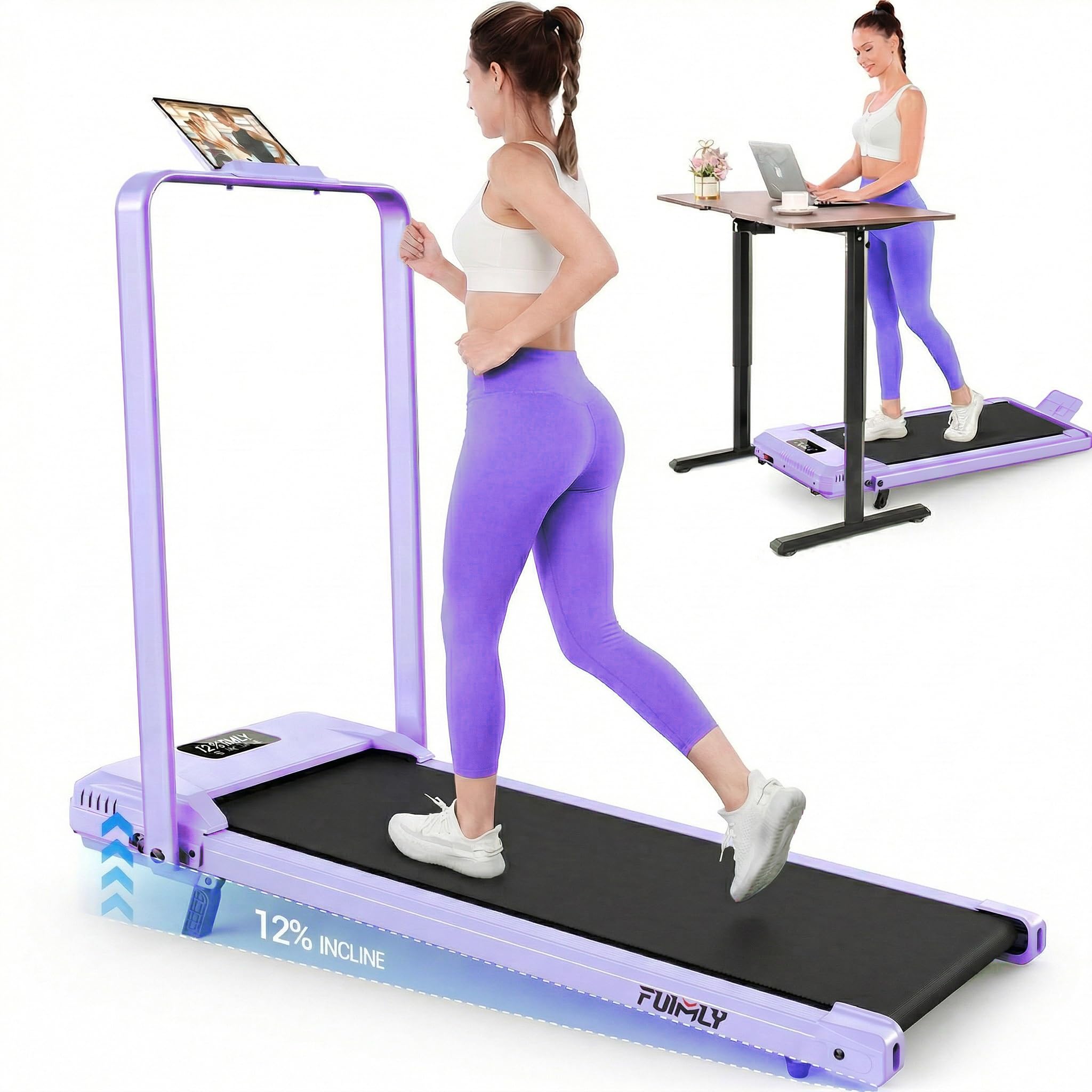 FUNMILY Walking Pad Treadmill with Desk Workstation