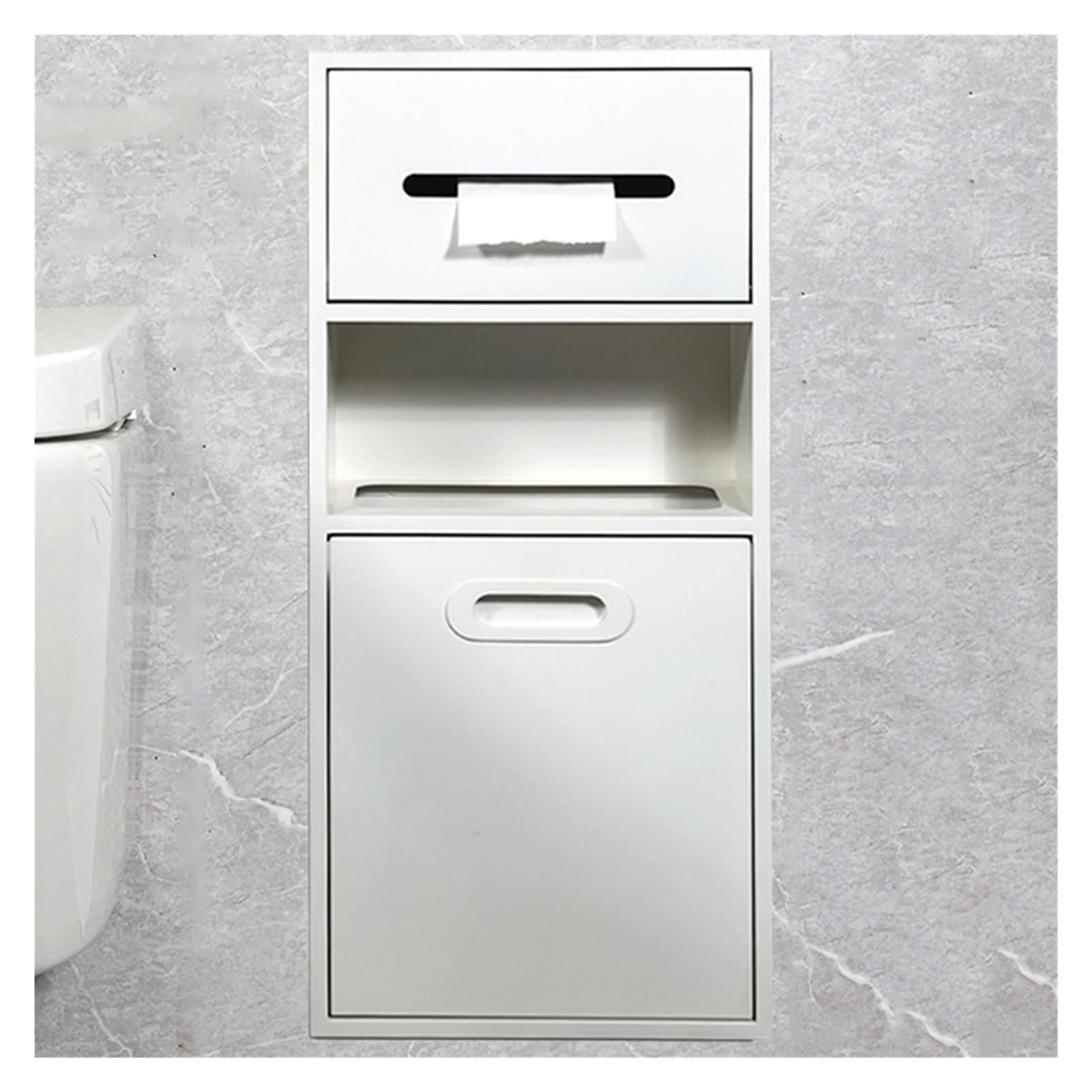 Asdchzen Women's White Stainless Steel Recessed Shower Niche Builtin Shampoo & Toiletries Storage Shelf Gray 30X50x14cm – Stylish Bathroom Organizer For Shower & Trash Can Holder,-30X67x14cm/11.81X26.37x5.51in