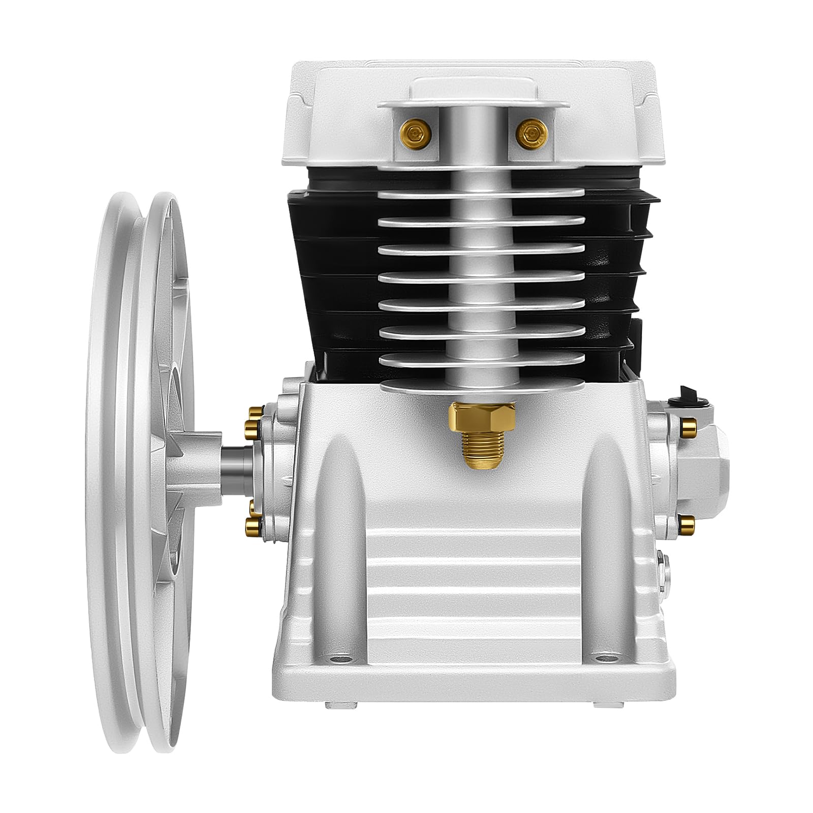 Bomba de compresor de aire, 1,5 kW, 200 l/min, 0,8 – 1,0 MPa, material de aluminio, hierro, ventana de aceite y ventilador de refrigeración para automoción/herramientas neumáticas