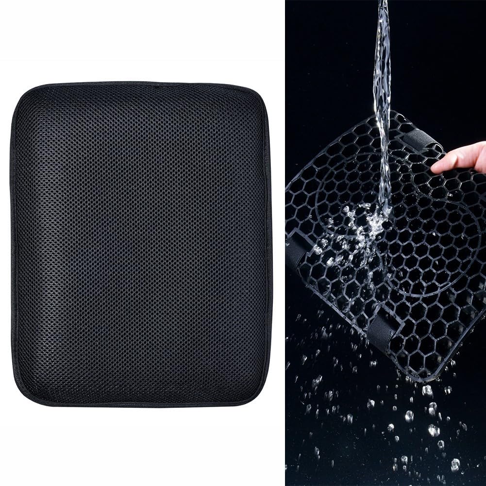 Cuscino per sella moto in gel ad alte prestazioni, progettato con struttura a nido d'ape per traspirabilità e comfort