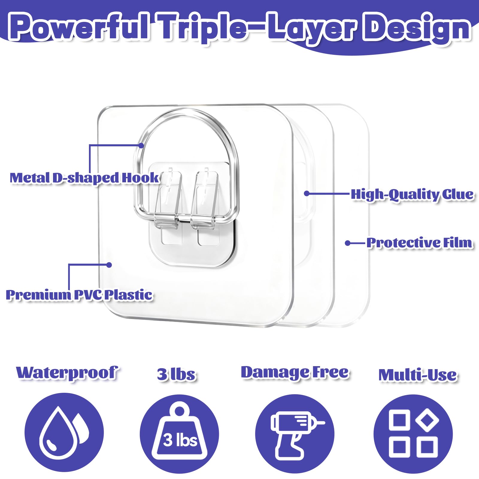 15-Pack Invisible Adhesive Plate Hangers – 2.2x2.2" Stainless Steel & Plastic, Holds 3 Lbs – For Wall Display Of Plates, Photos, Frames & Art