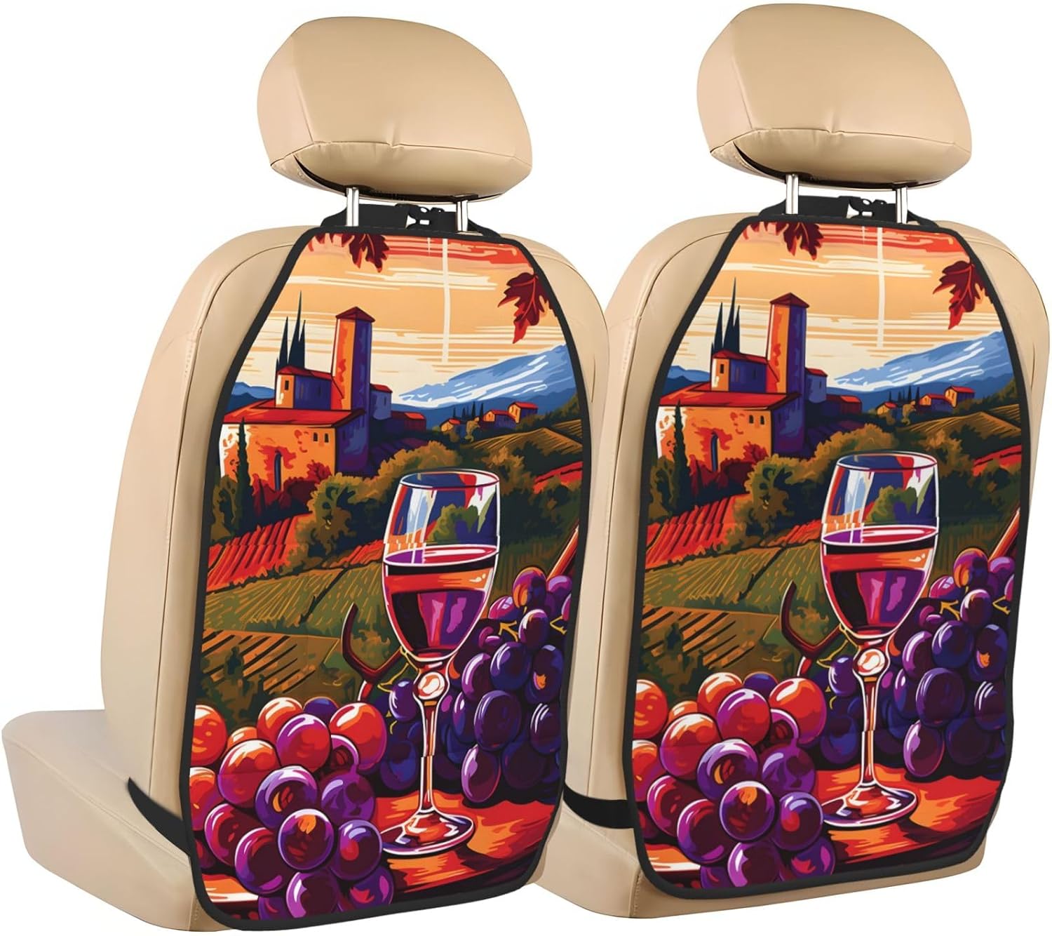 Car Seat Back Kick Protector 2 Pack 18.5" x 26.4", Cute Camping Tent Pattern Upgraded Large Rear Seat Cover for Dirty Shoes Kids Pets, Waterproof Oxford Fabric Anti-Kick Pad for SUV Jeep Truck